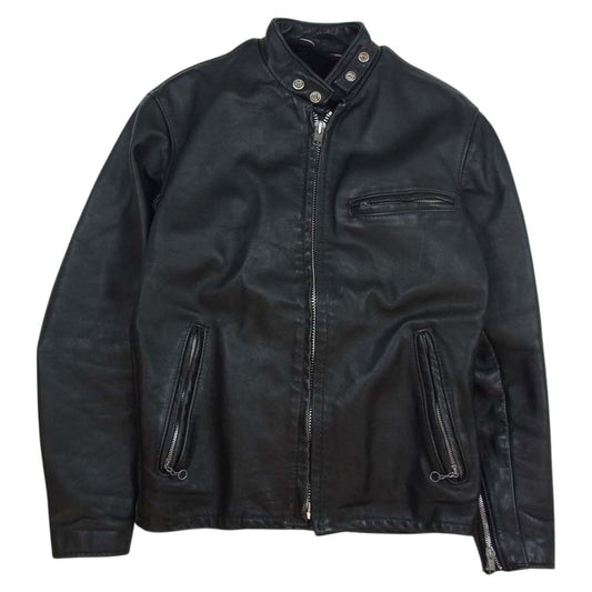 schott ショット USA製 641 ボアライナー付き シングル ライダースジャケット ブラック系 36【中古】