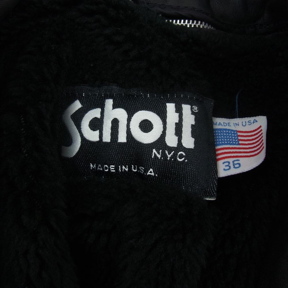 schott ショット USA製 641 ボアライナー付き シングル ライダースジャケット ブラック系 36【中古】
