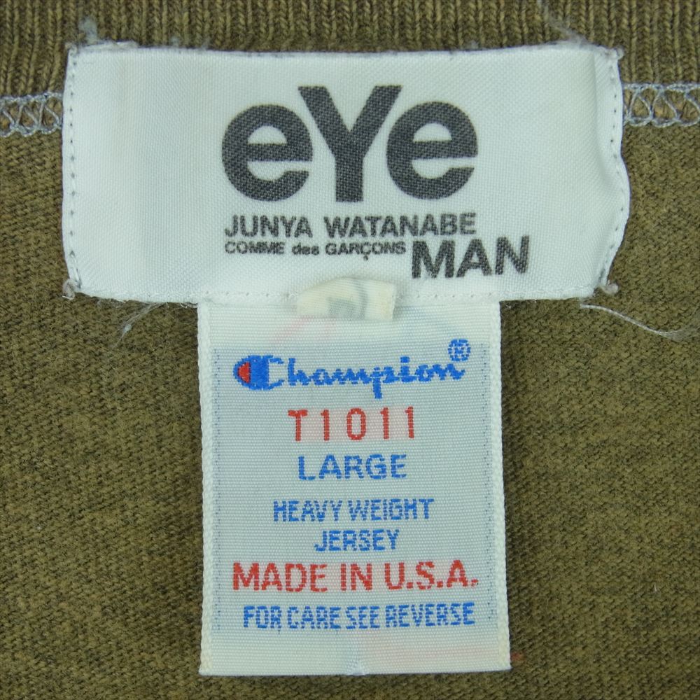 JUNYA WATANABE COMME des GARCONS MAN ジュンヤワタナベコムデギャルソンマン WS-T901 eye AD2006 Champion チャンピオン 再構築 半袖 Tシャツ カットソー カーキ系 M【中古】