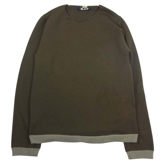 BLACK COMME des GARCONS ブラックコムデギャルソン AAD2014 1N-N006 リブ切替 エステル ニット セーター カーキ系 M【中古】