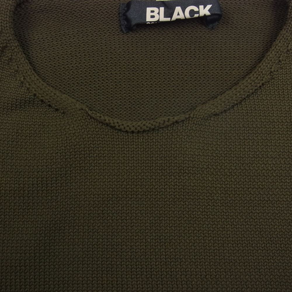 BLACK COMME des GARCONS ブラックコムデギャルソン AAD2014 1N-N006 リブ切替 エステル ニット セーター カーキ系 M【中古】