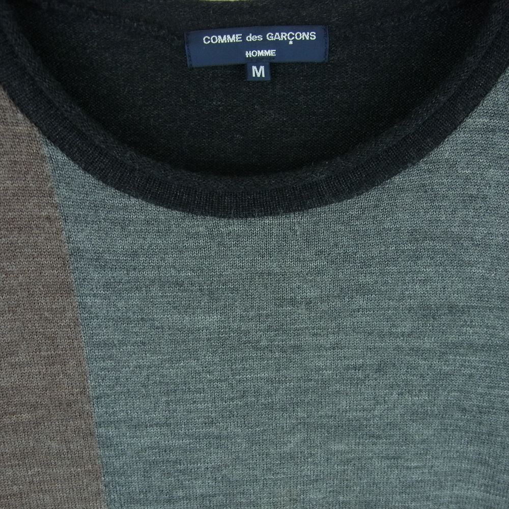 COMME des GARCONS HOMME コムデギャルソンオム 04AW HN-T028 製品洗い加工 ウール ニット セーター ブラック系 グレー系 M【中古】
