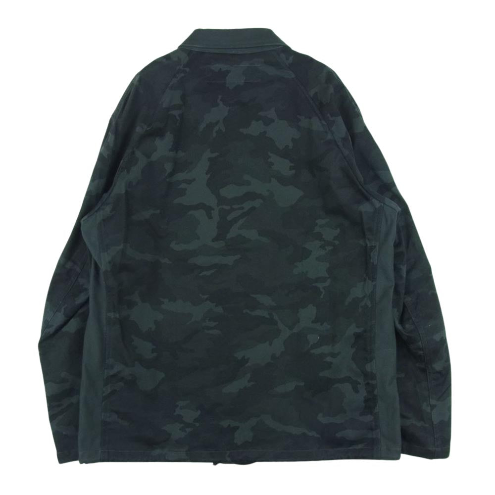 COMME des GARCONS HOMME コムデギャルソンオム 20SS HE-J020 綿ストレッチ ツイル カモ切替 ジップ ブルゾン コーチ ジャケット ダークグレー系 ブラック系 S【中古】