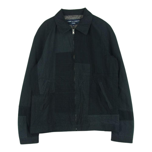 COMME des GARCONS HOMME コムデギャルソンオム AD2015 HQ-J006 製品染め パッチワーク フルジップ ジャケット ブラック系 ダークグレー系 XS【中古】