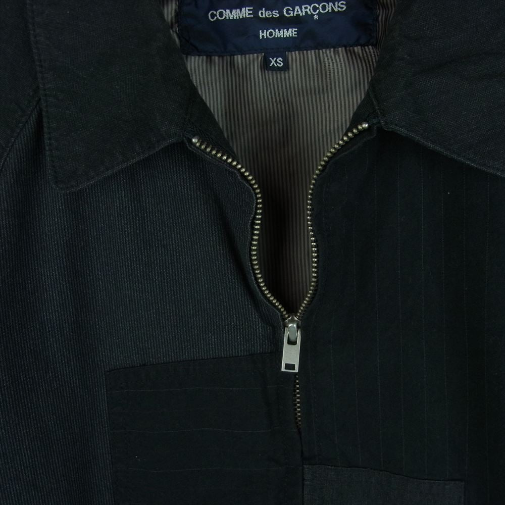 COMME des GARCONS HOMME コムデギャルソンオム AD2015 HQ-J006 製品染め パッチワーク フルジップ ジャケット ブラック系 ダークグレー系 XS【中古】