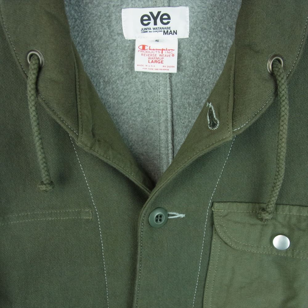 JUNYA WATANABE COMME des GARCONS MAN ジュンヤワタナベコムデギャルソンマン WS-J901 eye AD2006 Champion チャンピオン ステッチ切替 再構築 パッチワークポケット スウェット ミリタリー ジャケット グレイッシュグリーン系 S【中古】