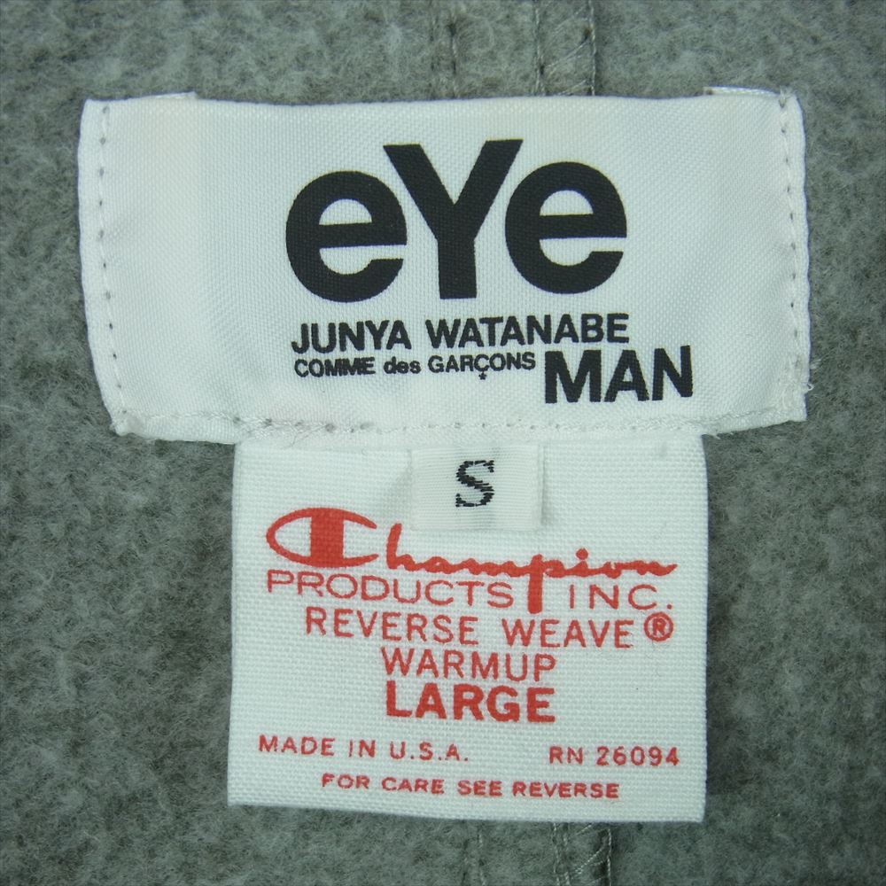 JUNYA WATANABE COMME des GARCONS MAN ジュンヤワタナベコムデギャルソンマン WS-J901 eye AD2006 Champion チャンピオン ステッチ切替 再構築 パッチワークポケット スウェット ミリタリー ジャケット グレイッシュグリーン系 S【中古】