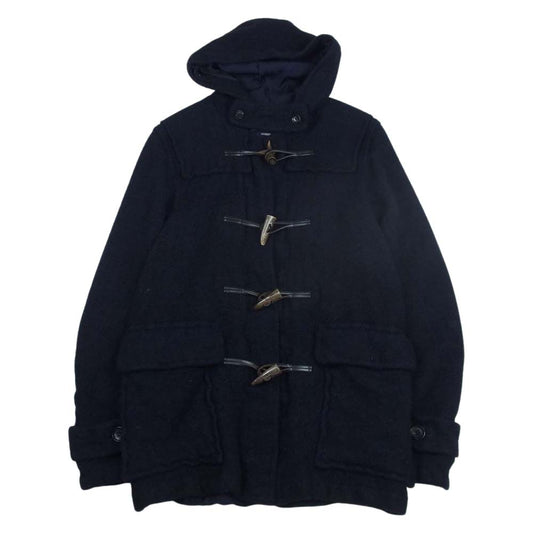 COMME des GARCONS HOMME コムデギャルソンオム AD2009 HD-C008 ウール縮絨 フード付き ダッフルコート ネイビー系 S【中古】