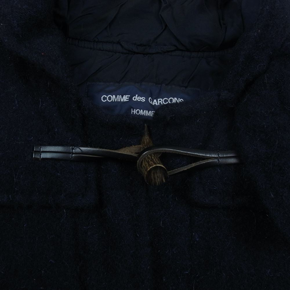 COMME des GARCONS HOMME コムデギャルソンオム AD2009 HD-C008 ウール縮絨 フード付き ダッフルコート ネイビー系 S【中古】
