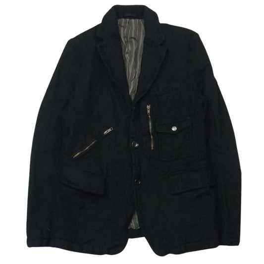 COMME des GARCONS HOMME コムデギャルソンオム AD2005 HP-J036 ウール縮絨 ガチャポケ 3ボタン テーラード ジャケット ブラック系 S【中古】