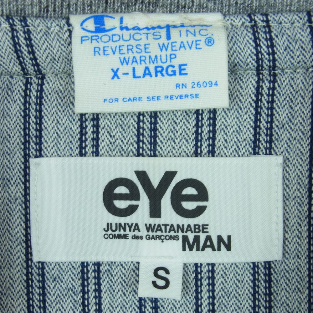 JUNYA WATANABE COMME des GARCONS MAN ジュンヤワタナベコムデギャルソンマン WP-T911 eye AD2015 Champion チャンピオン リバースウィーブ 再構築 スウェット フルジップ カーディガン ブルゾン グレー系 S【中古】