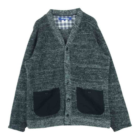 JUNYA WATANABE COMME des GARCONS MAN ジュンヤワタナベコムデギャルソンマン AD2018 WB-T023 POLAR CARDIGAN 異素材切替 エルボーパッチ ポーラー シャギー ウール カーディガン グレー系 S【中古】