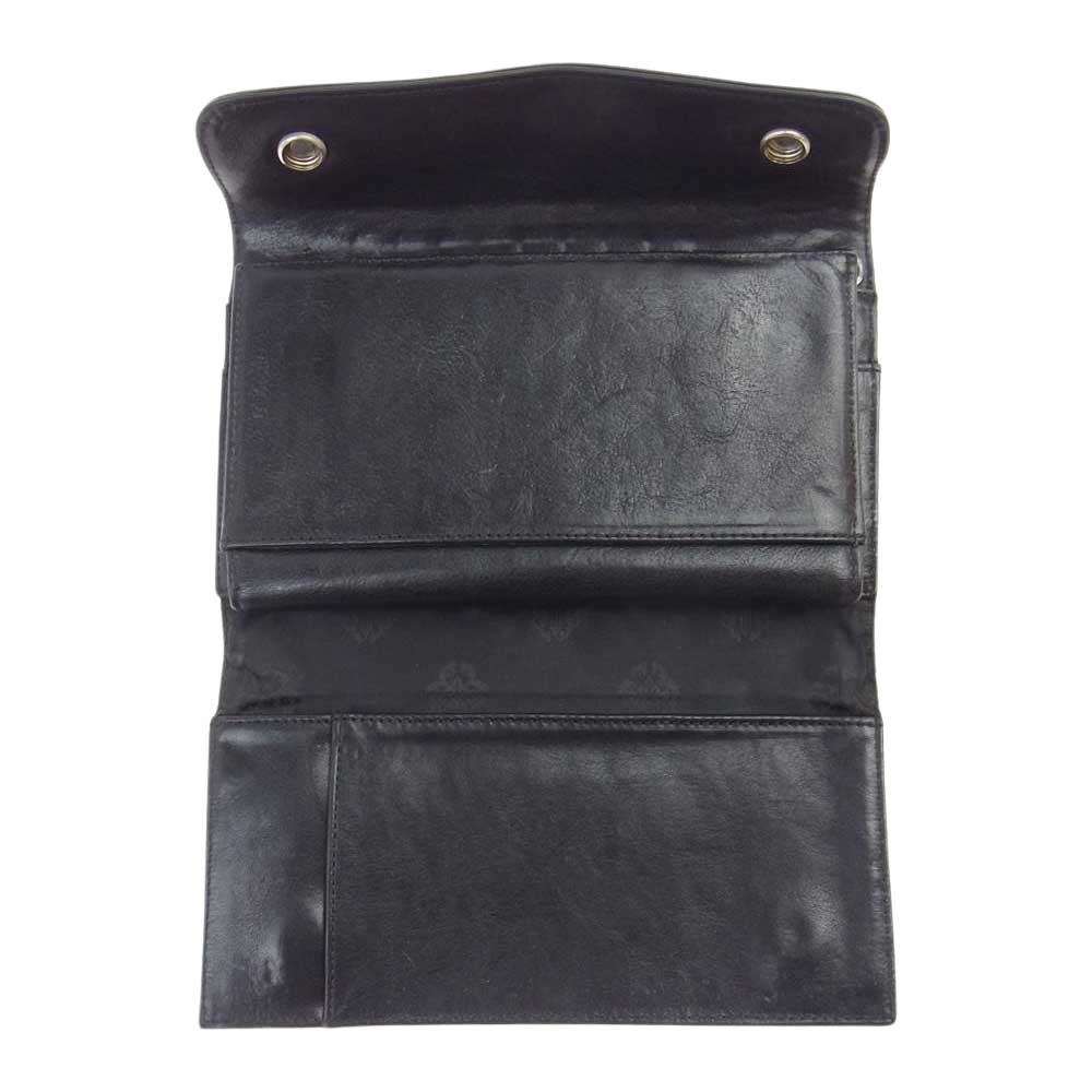 CHROME HEARTS クロムハーツ（原本無） WAVE WALLET ウェーブ クロスボールボタン レザー ウォレット ブラック系【中古】