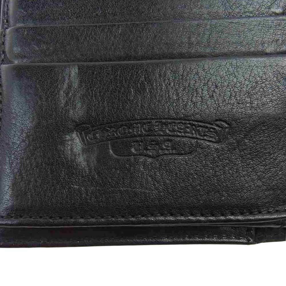 CHROME HEARTS クロムハーツ（原本無） WAVE WALLET ウェーブ クロスボールボタン レザー ウォレット ブラック系【中古】