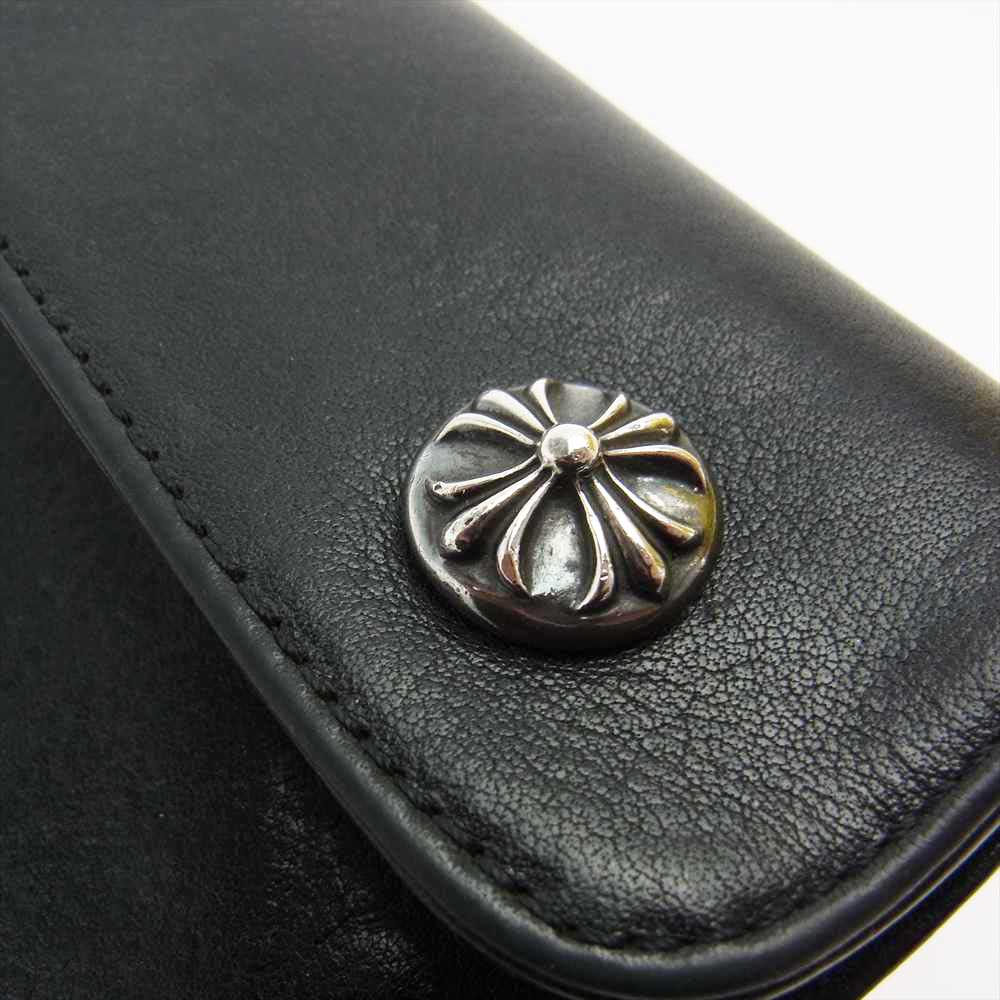 CHROME HEARTS クロムハーツ（原本無） WAVE WALLET ウェーブ クロスボールボタン レザー ウォレット ブラック系【中古】