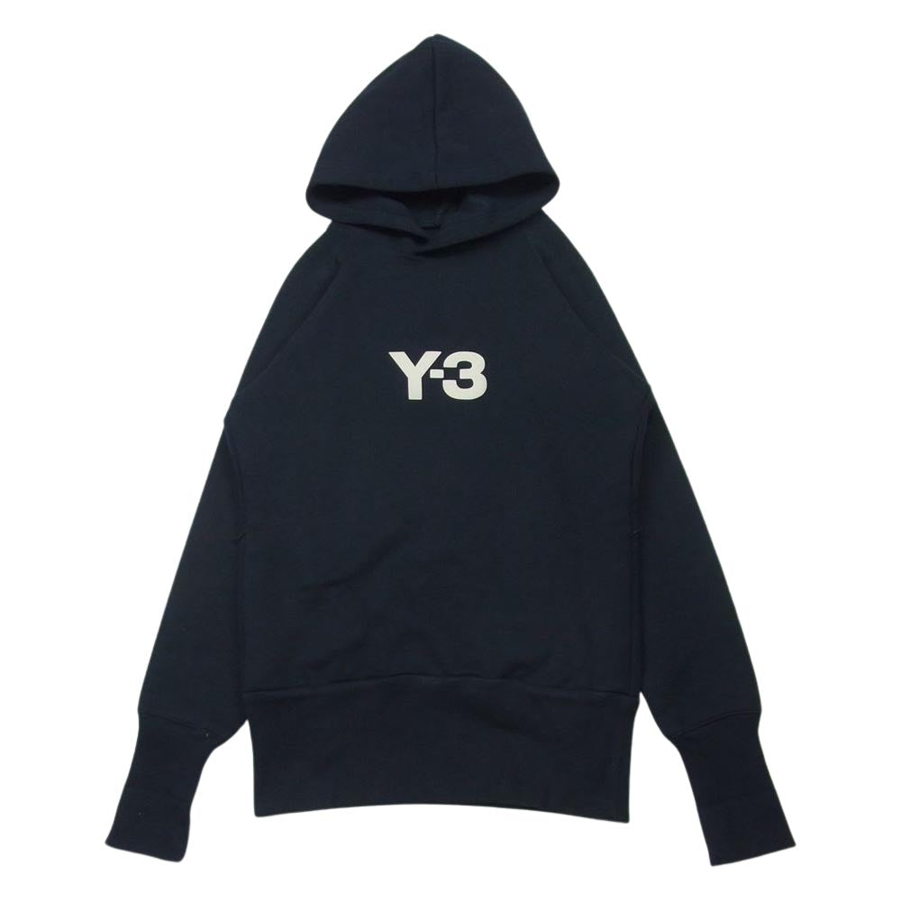 Yohji Yamamoto ヨウジヤマモト AK9001 Y-3 ワイスリー ラバープリント ロゴ プルオーバ― パーカー ダークネイビー系 XS【中古】