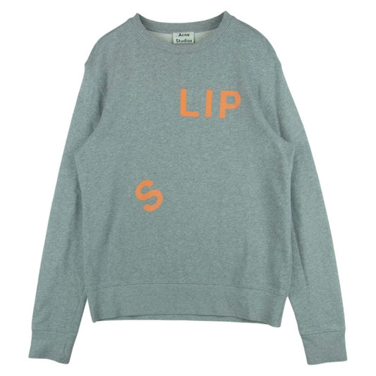 ACNE STUDIOS アクネストゥディオズ SLIP プリント クルーネック スウェット トレーナー ポルトガル製 グレー系 S【中古】
