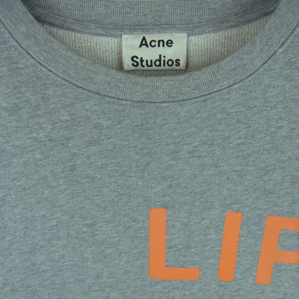 ACNE STUDIOS アクネストゥディオズ SLIP プリント クルーネック スウェット トレーナー ポルトガル製 グレー系 S【中古】