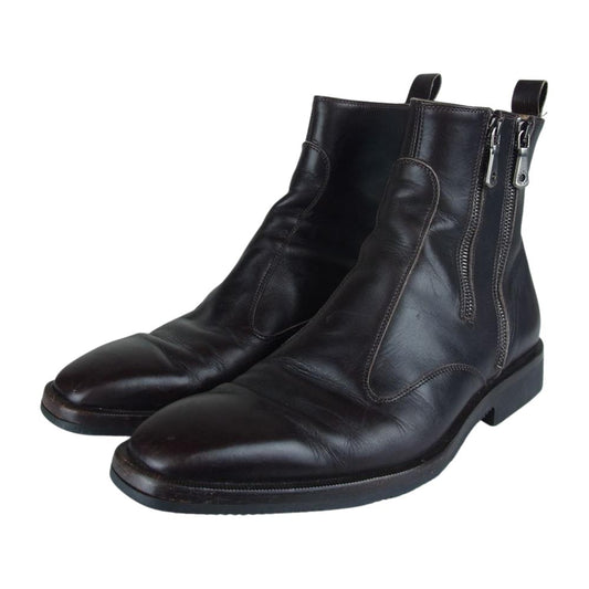ドルチェ&ガッバーナ 2連 サイド ジップ ブーツ ブラウン系 7.5【中古】