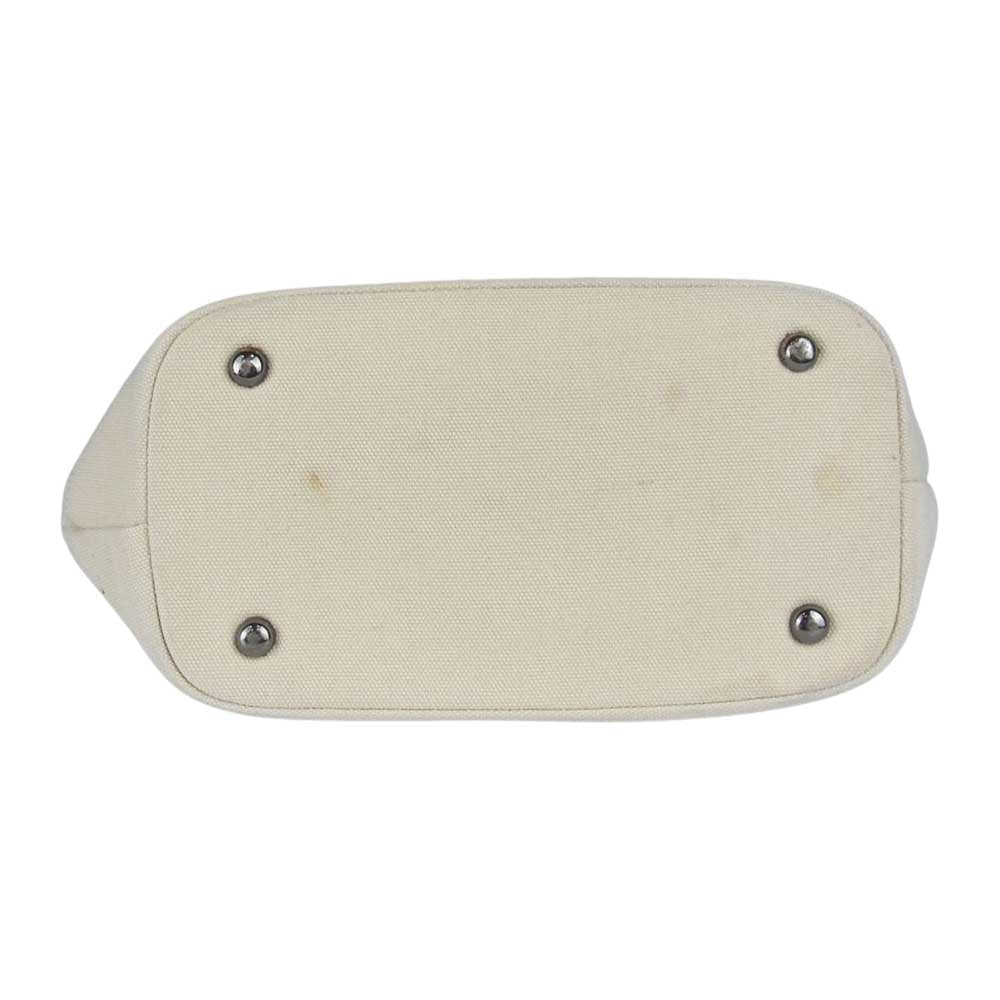 ハイドロゲン スカル スタッズ 裏地カモ キャンバス トートバッグ ハンドバッグ オフホワイト系【中古】