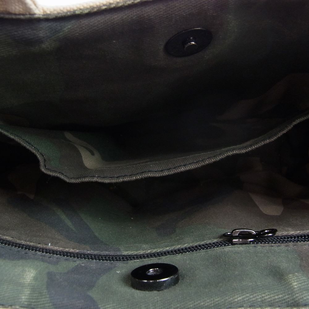 ハイドロゲン スカル スタッズ 裏地カモ キャンバス トートバッグ ハンドバッグ オフホワイト系【中古】