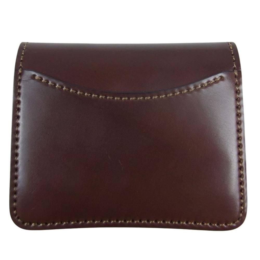 WILDSWANS ワイルドスワンズ kf-003 LACONIC ホーウィン社製 PALM シェル コードバン サドルプルアップ レザー ミニ ウォレット 二つ折り 小銭入れ付 財布 ブラウン系【美品】【中古】