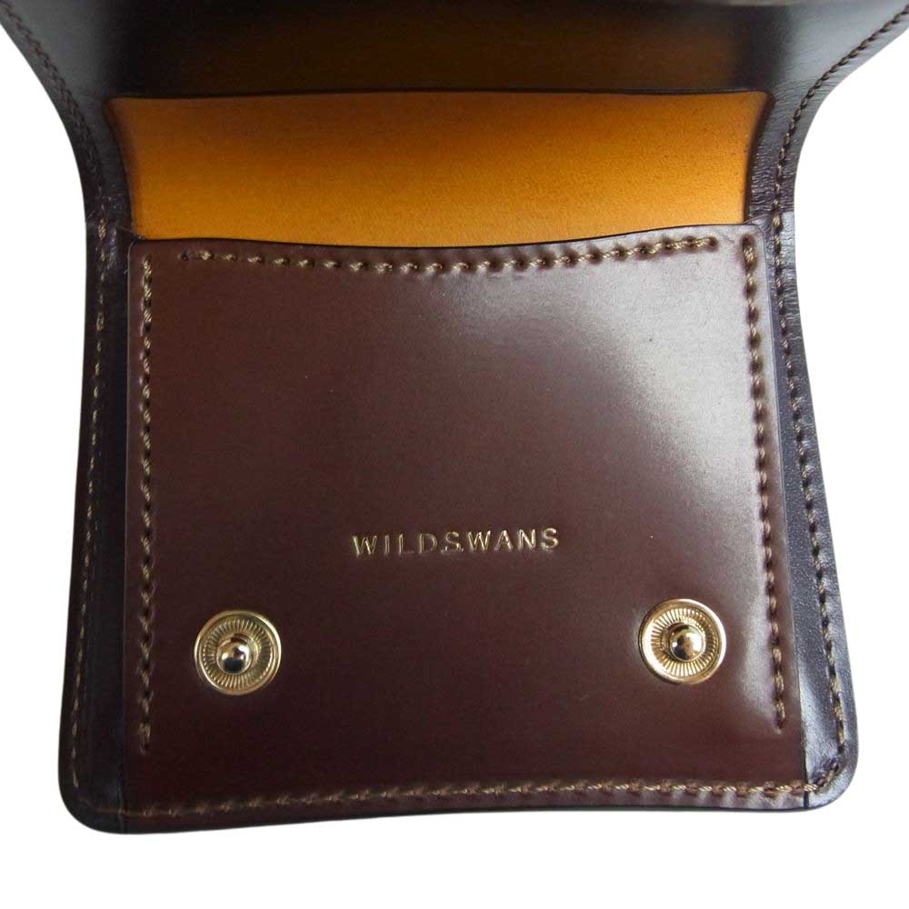 WILDSWANS ワイルドスワンズ kf-003 LACONIC ホーウィン社製 PALM シェル コードバン サドルプルアップ レザー ミニ ウォレット 二つ折り 小銭入れ付 財布 ブラウン系【美品】【中古】