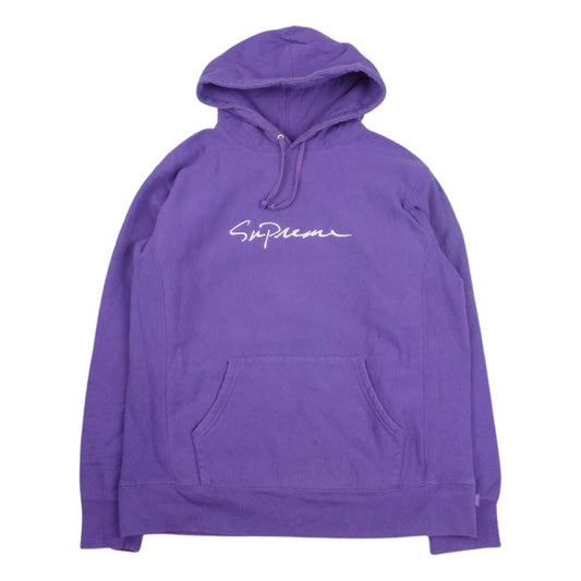 Supreme シュプリーム 18AW Classic Script Hooded Sweatshirt クラシック スクリプト スウェット パーカー パープル系 L【中古】