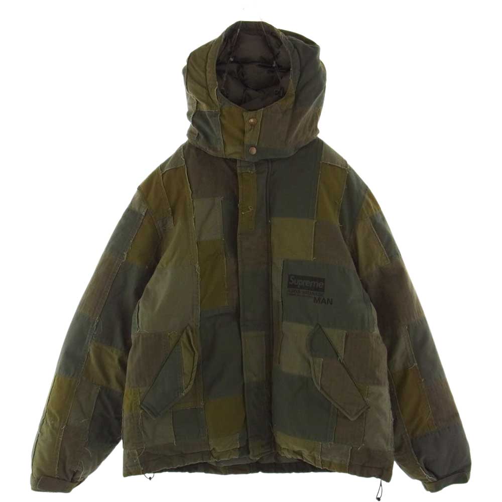 Supreme シュプリーム 21AW JUNYA WATANABE COMME des GARCONS MAN Patchwork Puffy Jacket コムデギャルソン ジュンヤワタナベマン パッチワーク パフィー ジャケット  カーキ系 L【中古】