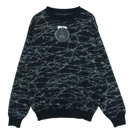 HYSTERIC GLAMOUR ヒステリックグラマー 21AW XXX BARBED WIRE柄 ジャガード プルオーバー ニット ブラック系 グレー系 L【美品】【中古】