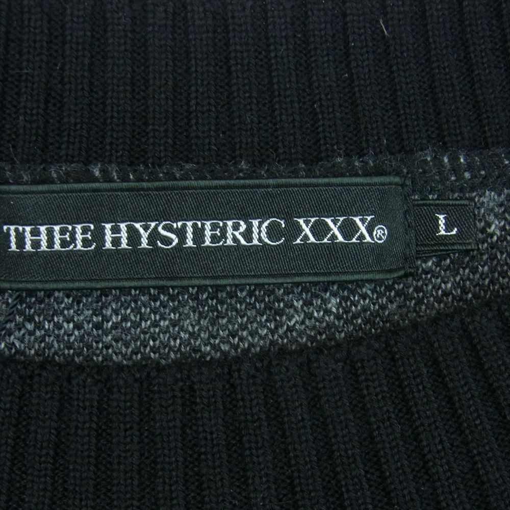 HYSTERIC GLAMOUR ヒステリックグラマー 21AW XXX BARBED WIRE柄 ジャガード プルオーバー ニット ブラック系 グレー系 L【美品】【中古】