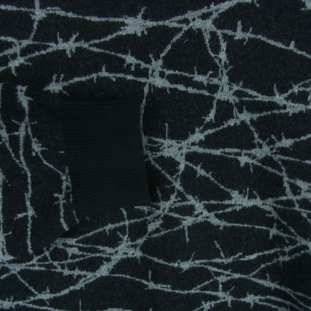 HYSTERIC GLAMOUR ヒステリックグラマー 21AW XXX BARBED WIRE柄 ジャガード プルオーバー ニット ブラック系 グレー系 L【美品】【中古】