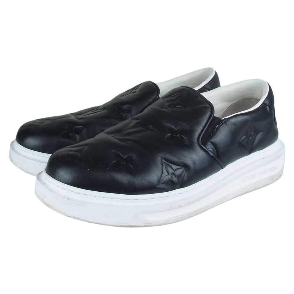 LOUIS VUITTON ルイ・ヴィトン モノグラム ビバリーヒルズ ライン スリッポン スニーカー ブラック系 7.5【中古】