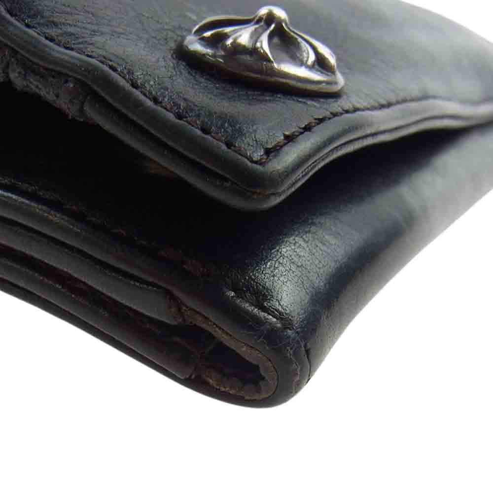 CHROME HEARTS クロムハーツ（原本有） LONG CROSS WALLET グリーシー クロスボタン レザー ロングウォレット ブラック系【中古】