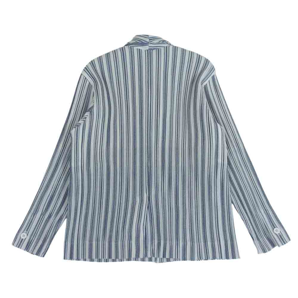 HOMME PLISSE ISSEY MIYAKE オム プリッセ イッセイミヤケ HP21FD330 プリーツ ストライプ ジャケット オフホワイト系 ネイビー系 1【中古】