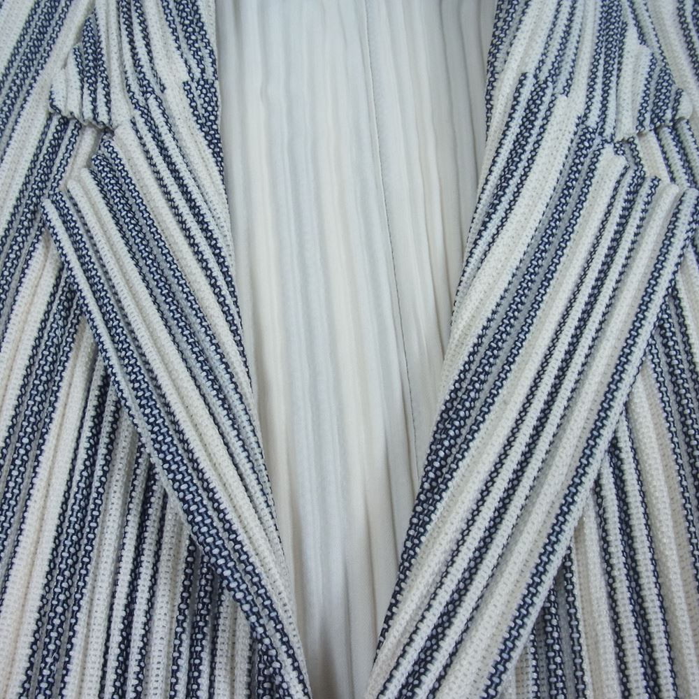HOMME PLISSE ISSEY MIYAKE オム プリッセ イッセイミヤケ HP21FD330 プリーツ ストライプ ジャケット オフホワイト系 ネイビー系 1【中古】