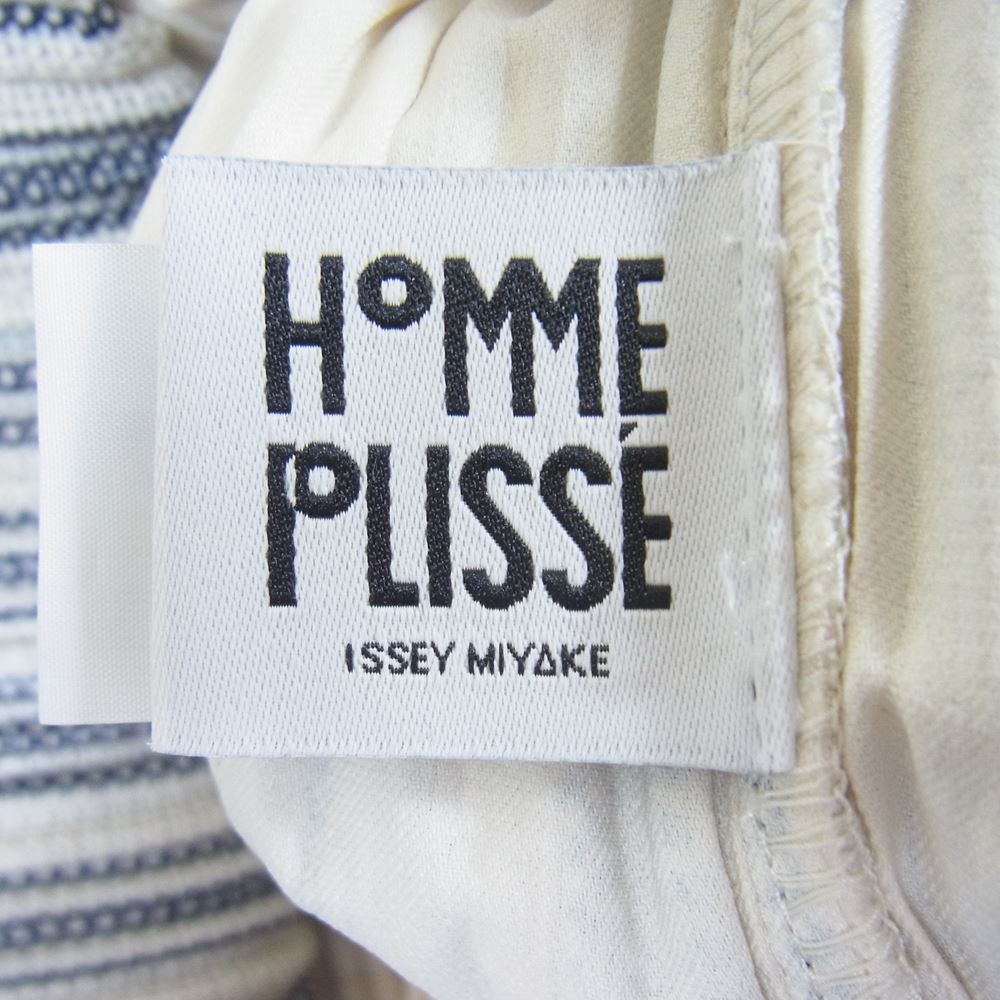 HOMME PLISSE ISSEY MIYAKE オム プリッセ イッセイミヤケ HP21FD330 プリーツ ストライプ ジャケット オフホワイト系 ネイビー系 1【中古】