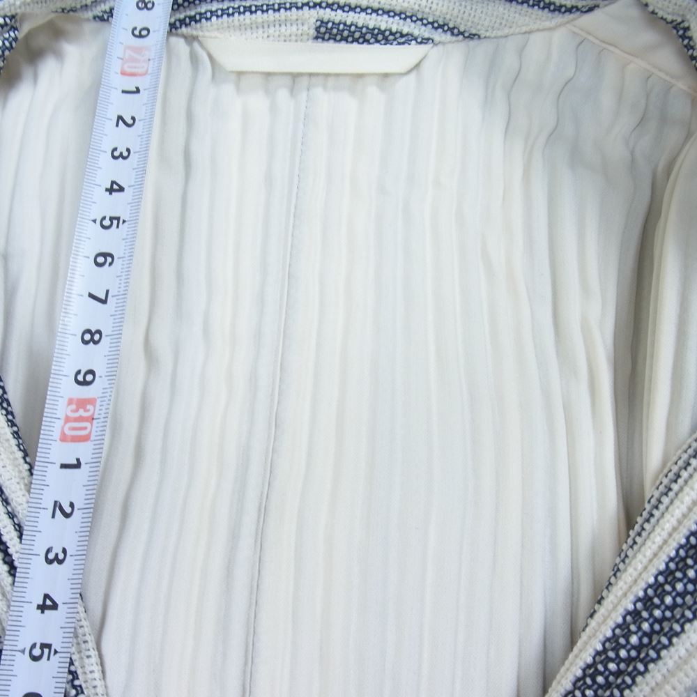 HOMME PLISSE ISSEY MIYAKE オム プリッセ イッセイミヤケ HP21FD330 プリーツ ストライプ ジャケット オフホワイト系 ネイビー系 1【中古】