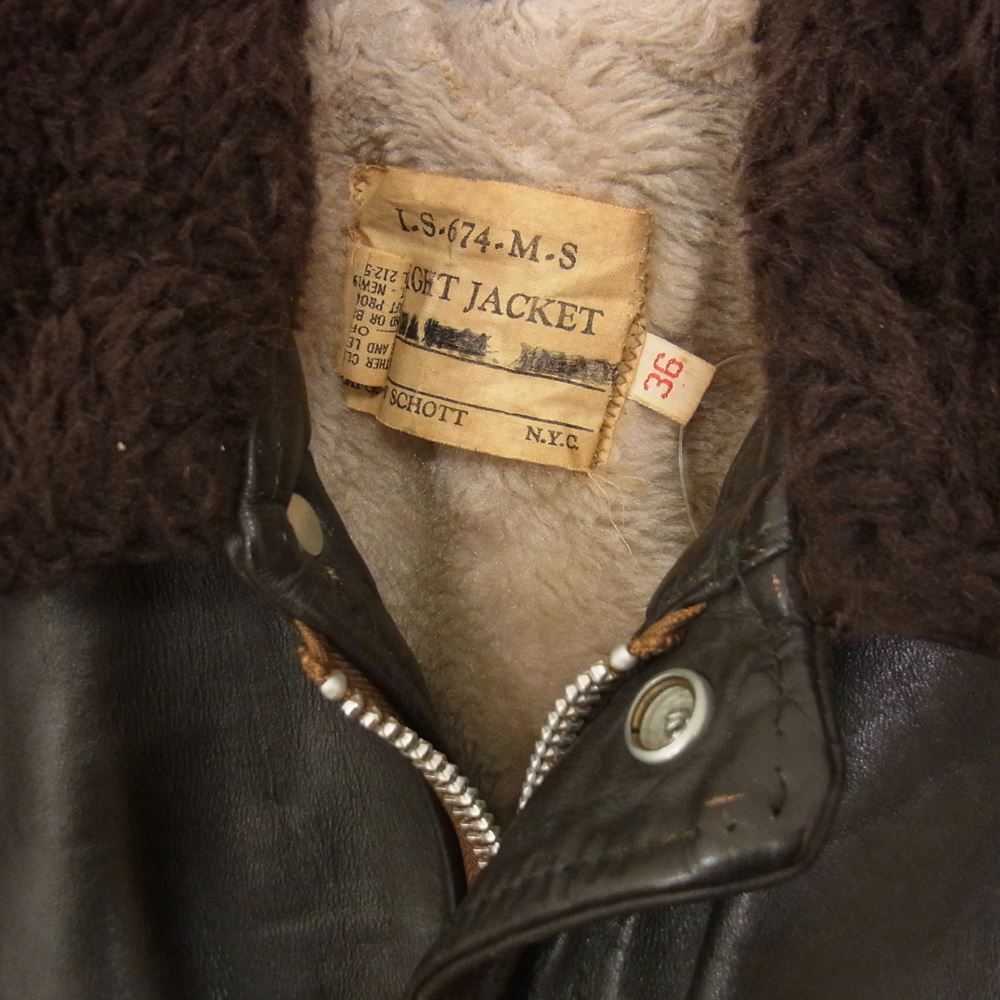schott ショット TYPE G-1 レザーフライト ジャケット ブラウン系 36【中古】