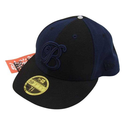 ブラックアイパッチ BEPSS22AC47 × NEW ERA 刺繍 キャップ ネイビー ブラック ブラック系 7 3/8【新古品】【未使用】【中古】