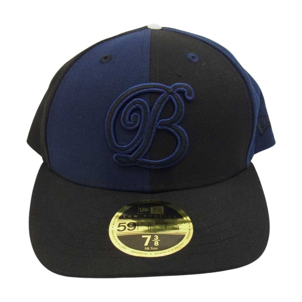 ブラックアイパッチ BEPSS22AC47 × NEW ERA 刺繍 キャップ ネイビー ブラック ブラック系 7 3/8【新古品】【未使用】【中古】