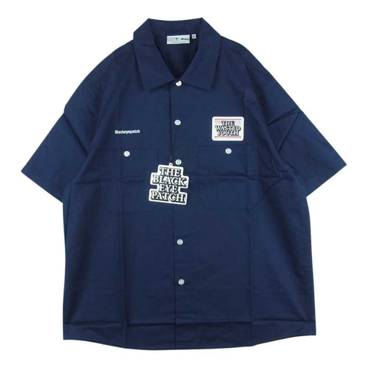 ブラックアイパッチ BEPSS21EI36 Wasted Youth WORK JACKET 半袖 ワーク シャツ ネイビー系 NAVY XL【新古品】【未使用】【中古】