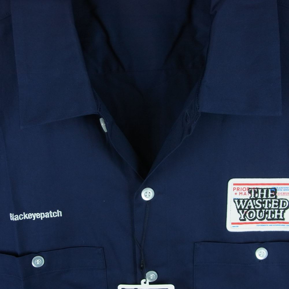 ブラックアイパッチ BEPSS21EI36 Wasted Youth WORK JACKET 半袖 ワーク シャツ ネイビー系 NAVY XL【新古品】【未使用】【中古】