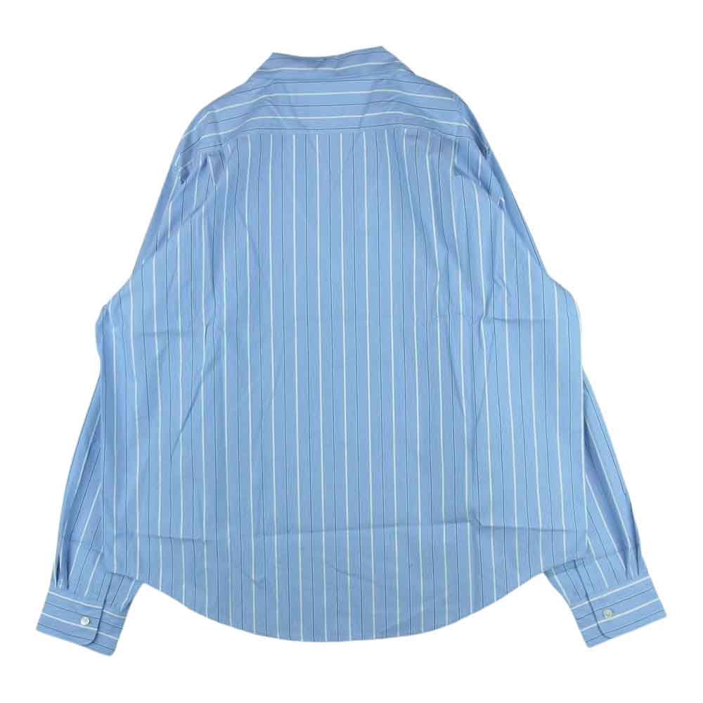 ブラックアイパッチ BEPFW21TP21 Bロゴ 刺繍 オープンカラー ストライプ 長袖 シャツ ライトブルー系 BLUE M【新古品】【未使用】【中古】