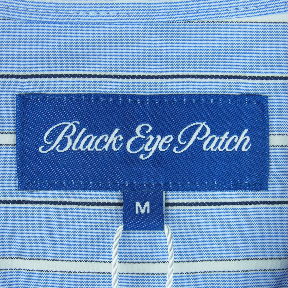 ブラックアイパッチ BEPFW21TP21 Bロゴ 刺繍 オープンカラー ストライプ 長袖 シャツ ライトブルー系 BLUE M【新古品】【未使用】【中古】