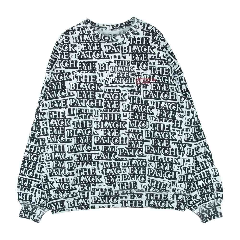 ブラックアイパッチ BEPFW20TP15 STICKER-COVERED CREW SWEAT ステッカー カバード クルー スウェット トレーナー ホワイト系 ブラック系 M【新古品】【未使用】【中古】