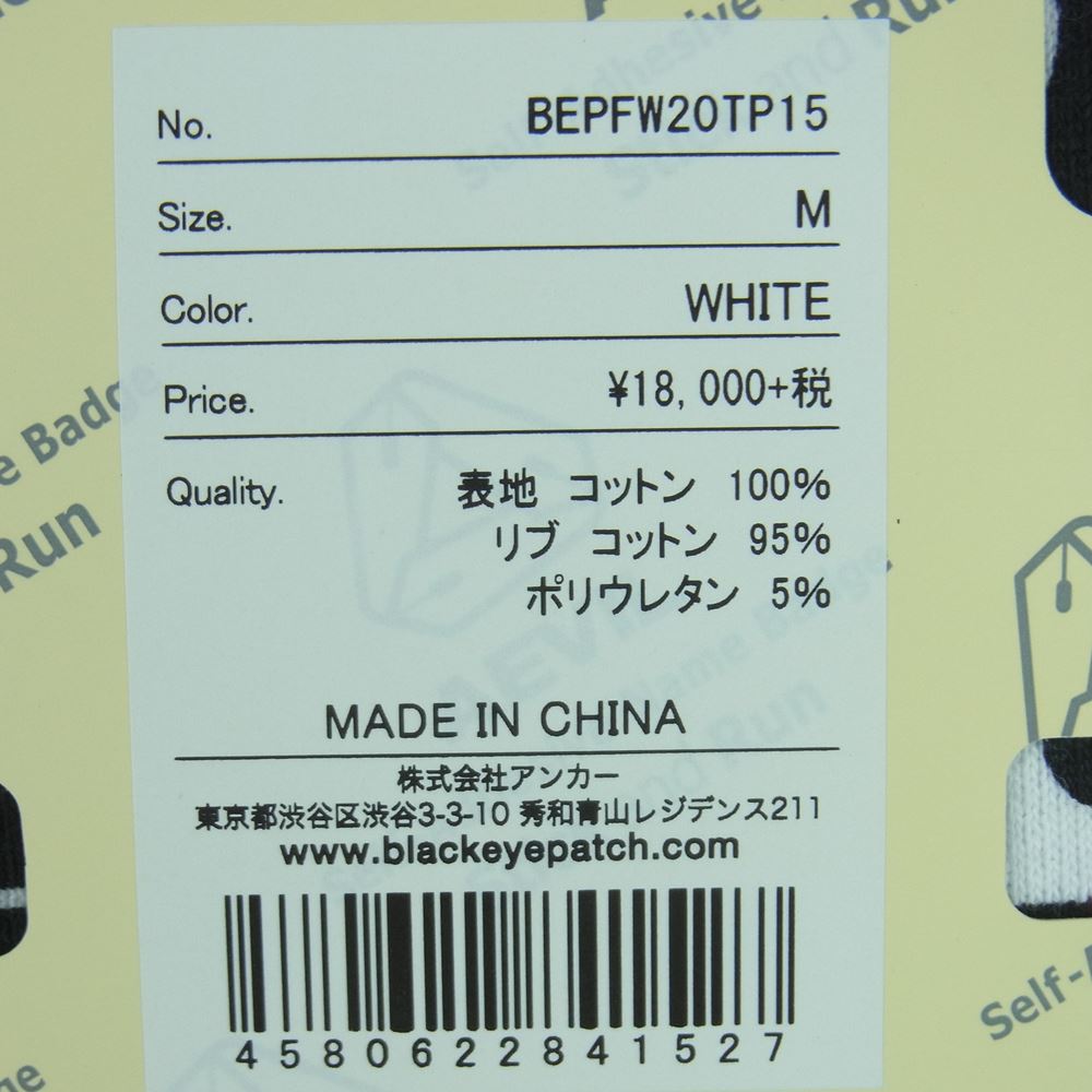 ブラックアイパッチ BEPFW20TP15 STICKER-COVERED CREW SWEAT ステッカー カバード クルー スウェット トレーナー ホワイト系 ブラック系 M【新古品】【未使用】【中古】