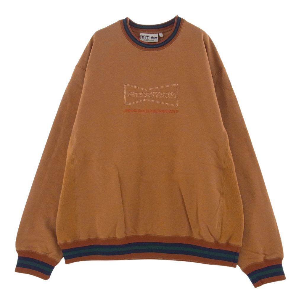 ブラックアイパッチ BEPSS21EI31  × Wasted Youth ウェステッドユース クルーネック スウェット ライトブラウン系 L【新古品】【未使用】【中古】
