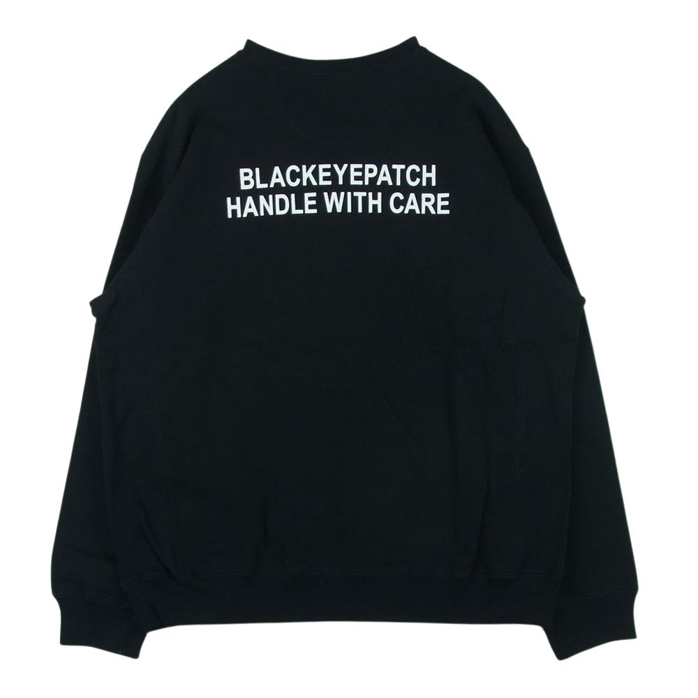 ブラックアイパッチ BEPSS21TP16 HANDLE WITH CARE CREW SWEAT クルー ネック スウェット トレーナー ブラック系 XL【新古品】【未使用】【中古】