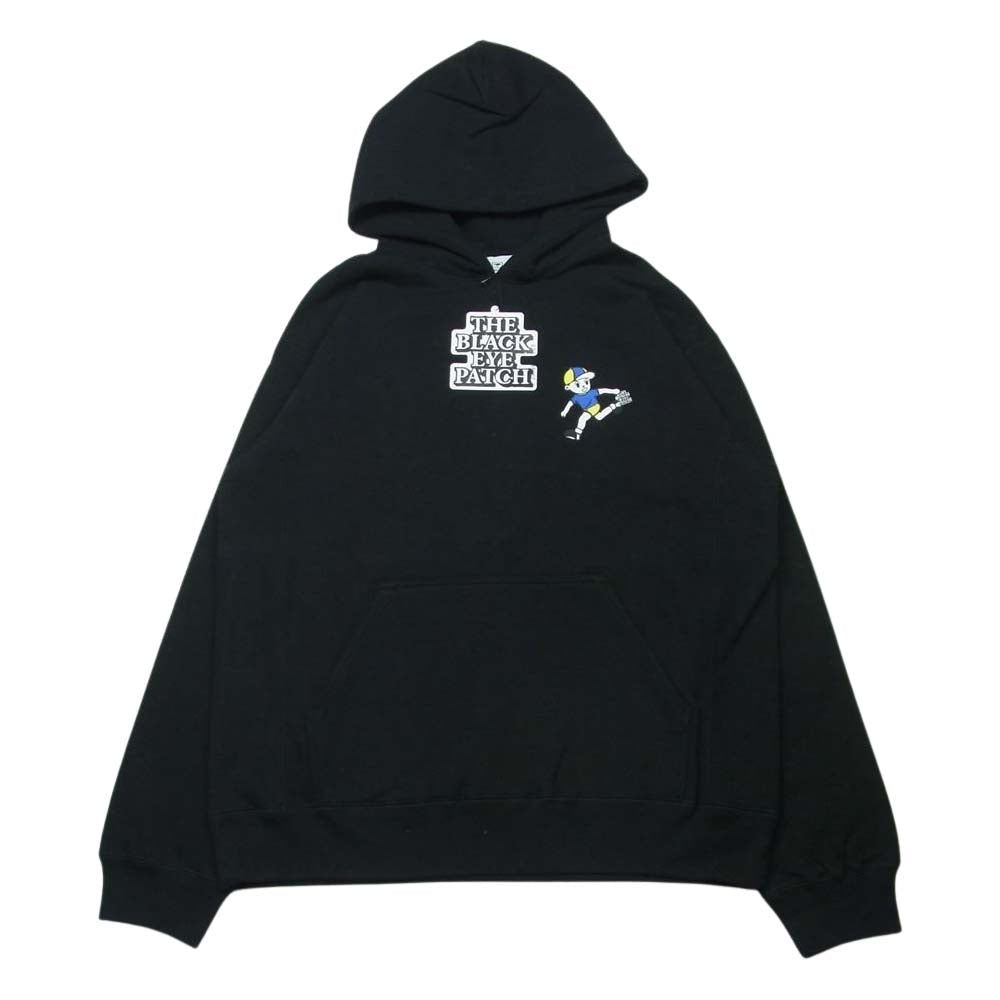 ブラックアイパッチ 21SS BEPSS21TP19 CHILDREN AT PLAY プリント スウェット パーカー フーディ ブラック系 M【新古品】【未使用】【中古】